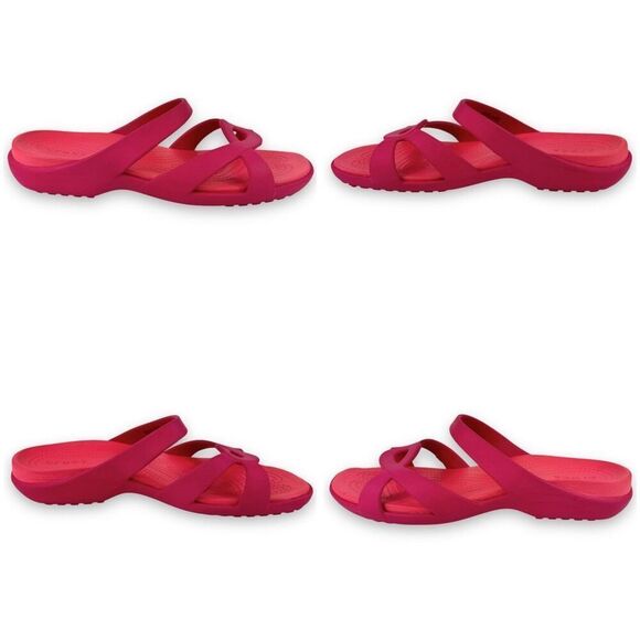 Crocs Meleen Twist Sandals Slides Hot Pink Fuschia Open Toe Women’s 11 - Picture 2 of 13